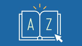 Illustration of open book with letters A and Z