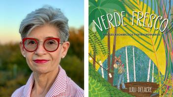 Lulu Delacre with her book Verde Fresco