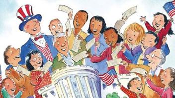 Diverse group of people holding their voting ballots