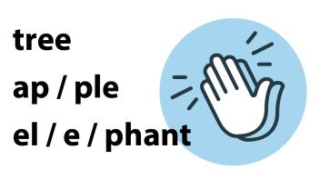 icon of hand clapping with three words broken into syllables